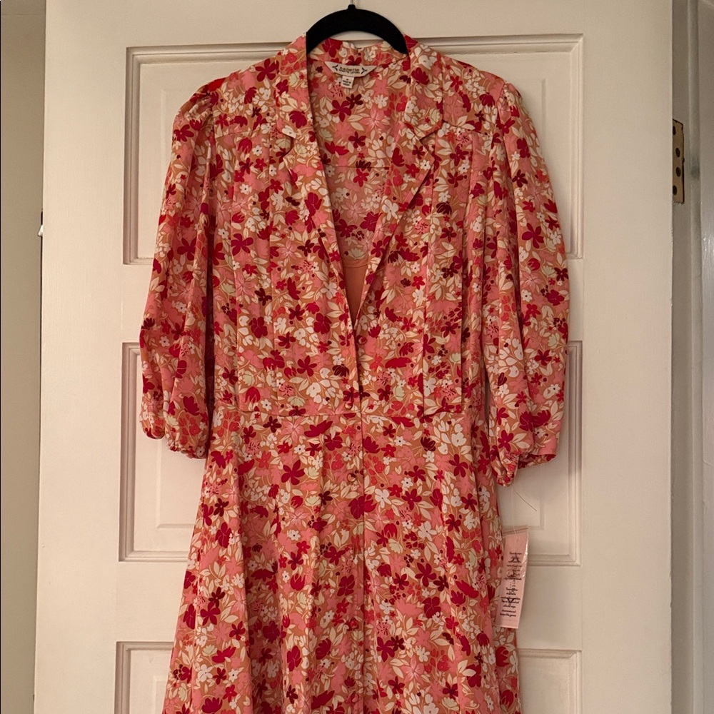 Floral Red and White Dress